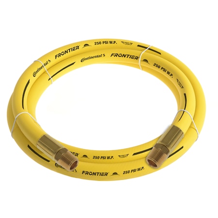 Continental 3/4" x 10' Yellow EPDM Rubber Air Hose, 300 PSI, 3/4" MNPT x MNPT HZY07530-10-11